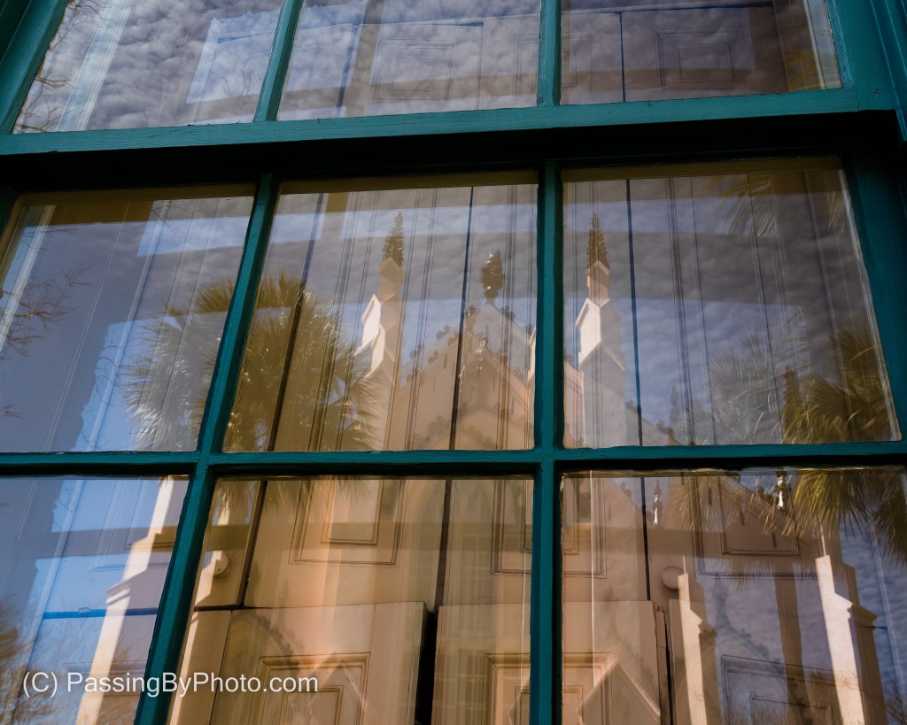 French Huguenot Church Reflected in Dock Street Theater Window